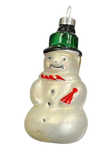 Vintage Snowman Christmas Tree Holiday Ornament Hand Painted Decor- Set Of 2 - Picture 3 of 6