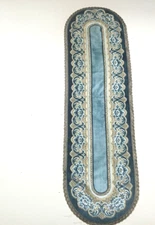 Vintage Amrose Art Wedgwood Velvet Oval Table Runner Blue Gold/Tan 46x14