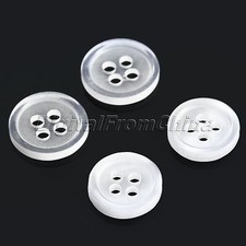 White Round 10/11.5mm 4 Holes Buttons Shirt Clothing Hand DIY Sewing Button