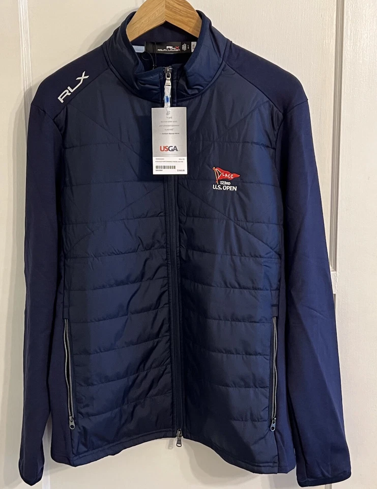 2023 年美国公开 LACC RALPH LAUREN RLX 海军蓝羊毛全拉链夹克大号全新 — 第 4/4 张图片