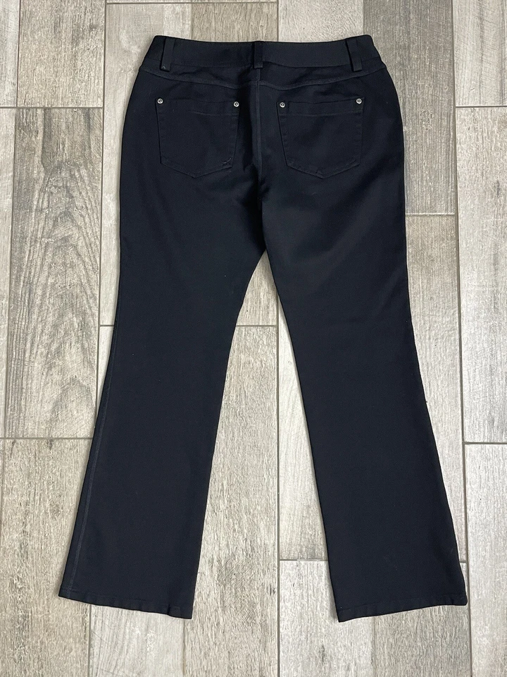 INC International Concepts Stretch Flare Pants Women Size 10 Black 31X29 - Image 2 of 4