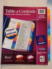 Avery Advantages 11125 A-Z Tab Table of Contents Dividers 1 Set Open Package