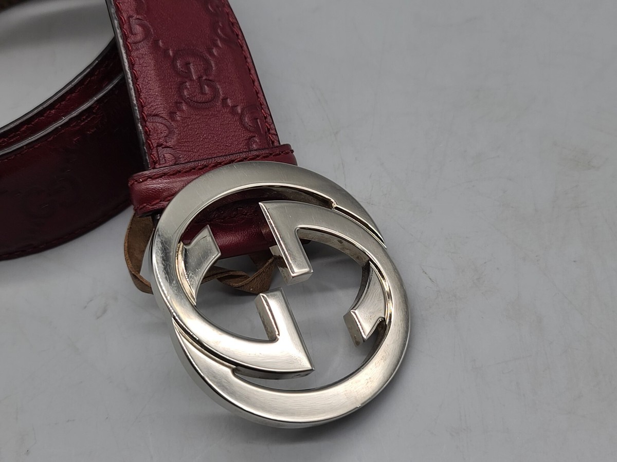 GUCCI Men's Red Belt with Gold Buckle 114984 AA61N Size 90 GUCCI Men's Red Belt with Gold Buckle 114984 AA61N Size 90