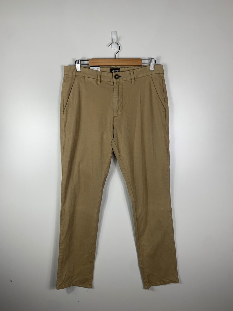 Billabong Mens Outsider Slim Stretch Chinos Khaki Beige Size 32 NEW WITH  TAG*
