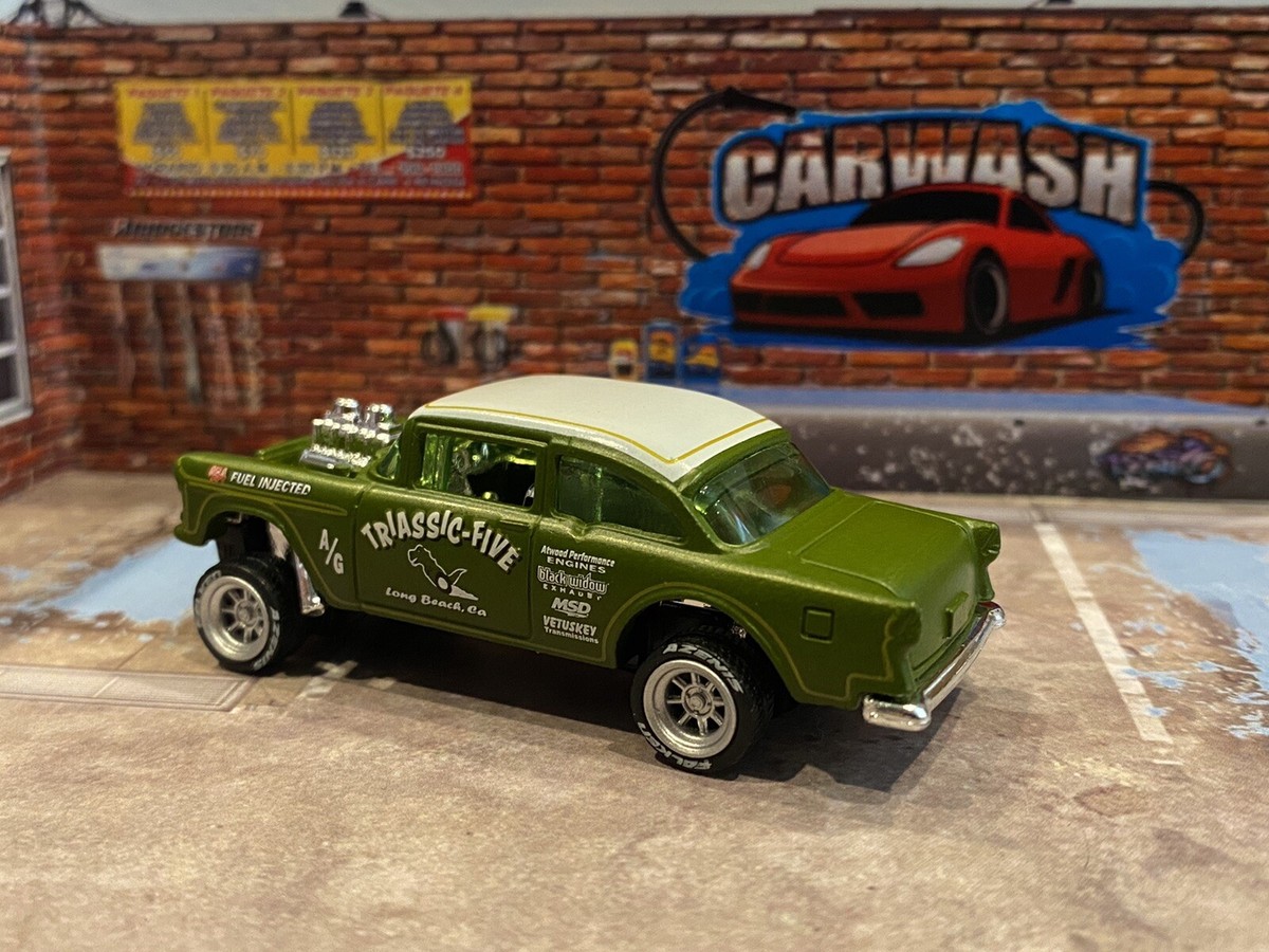 Hot Wheels Green '55 Chevy Gasser Custom Real Rider Swap Silver