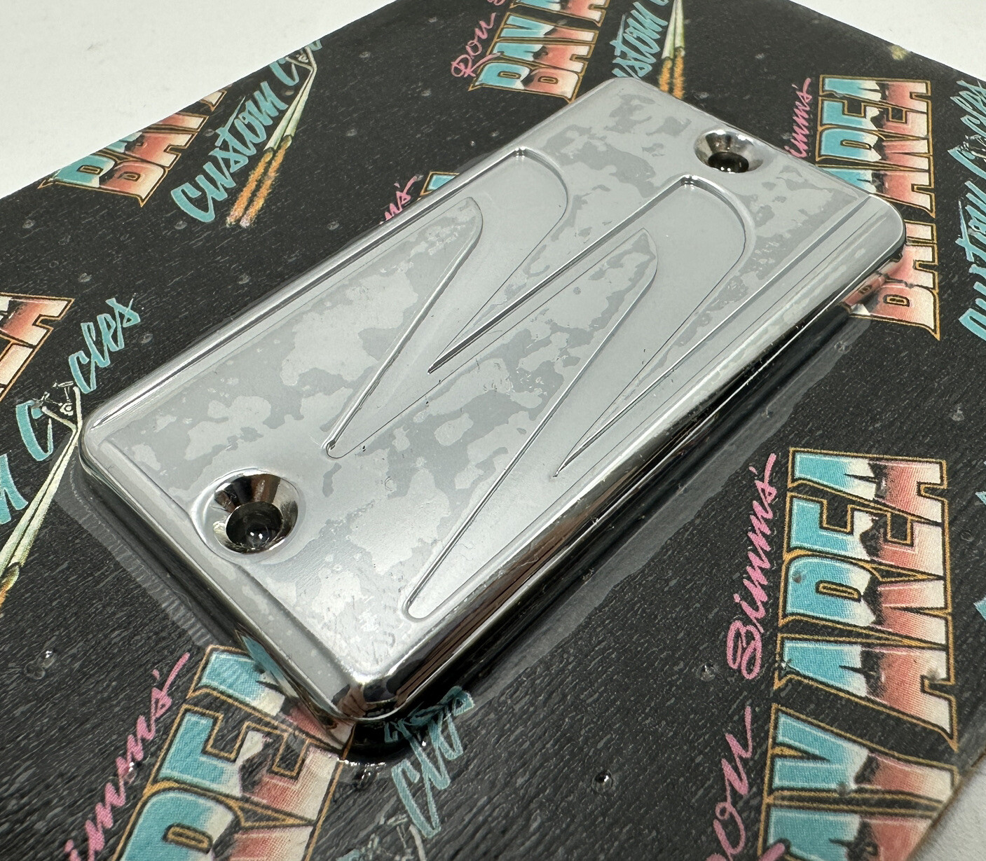 RON SIMMS BACC CHROME SCALLOP FRONT BRAKE MASTER RESERVOIR COVER HARLEY CUSTOM