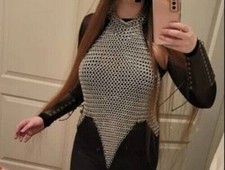 Aluminium Butted Chainmail Halter Top for Women's Halloween Fantasy LARP Costume