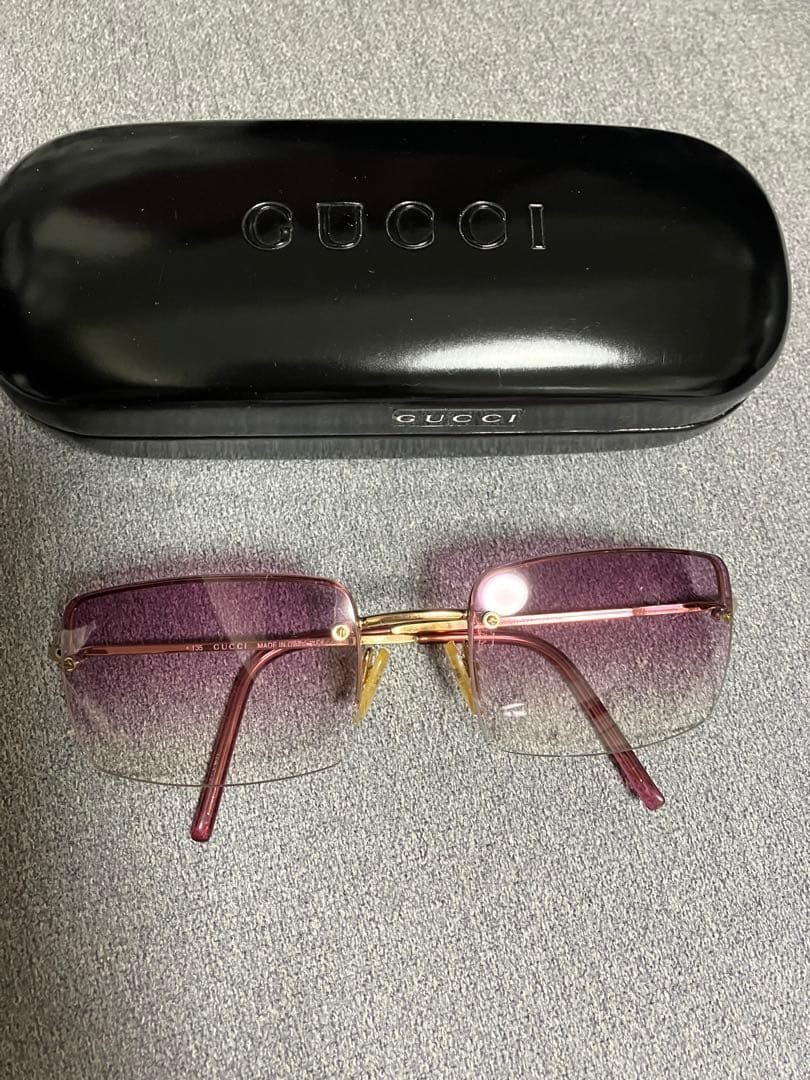 VINTAGE GUCCI GG 1653/S Rimless Sunglasses Gold Pink Purple