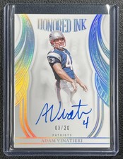 ADAM VINATIERI 2025 PANINI FLAWLESS #13 HONORED INK AUTO SILVER 3/20 PATRIOTS