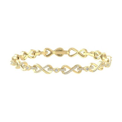 10k Yellow Gold Lab Grown Diamond Fashion Bracelet 7'' Holiday Gift