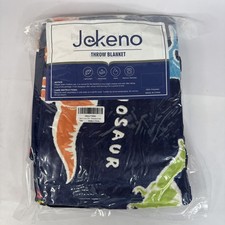Jekeno Kids Dinosaur Glow in The Dark Blanket Dino Gift Throw 50 X 60 in Blue