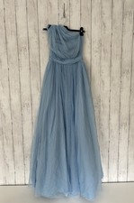 ASOS Uk 8 Blue Mesh Long Maxi Tulle Dress One Shoulder Sleeveless