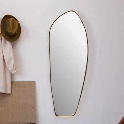 FineBuy Miroir Murale Métal 33x90 cm Miroir Mur Couloir Grand Doré Asymétrique - Photo 1/4