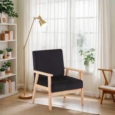 Velvet Accent Chair Relaxing Armchair With Solid Wood Frame For Living Ro