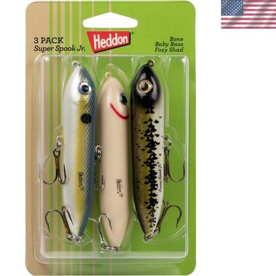 Explosive 3-Pack Heddon Super Spook Jr Lures for Fresh & Saltwater Anglers