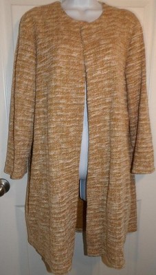 Beautiful Gold/Ivory Textured SLINKY BRAND Long Sleeve Duster  Large (Not Knit)