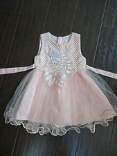 Girl's Pink And White Satin And Tulle Party Dress Size 3T