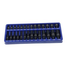 US PRO 28pc 1/4 Drive Impact Socket Set 4-15mm Deep Shallow 6 Point Metric