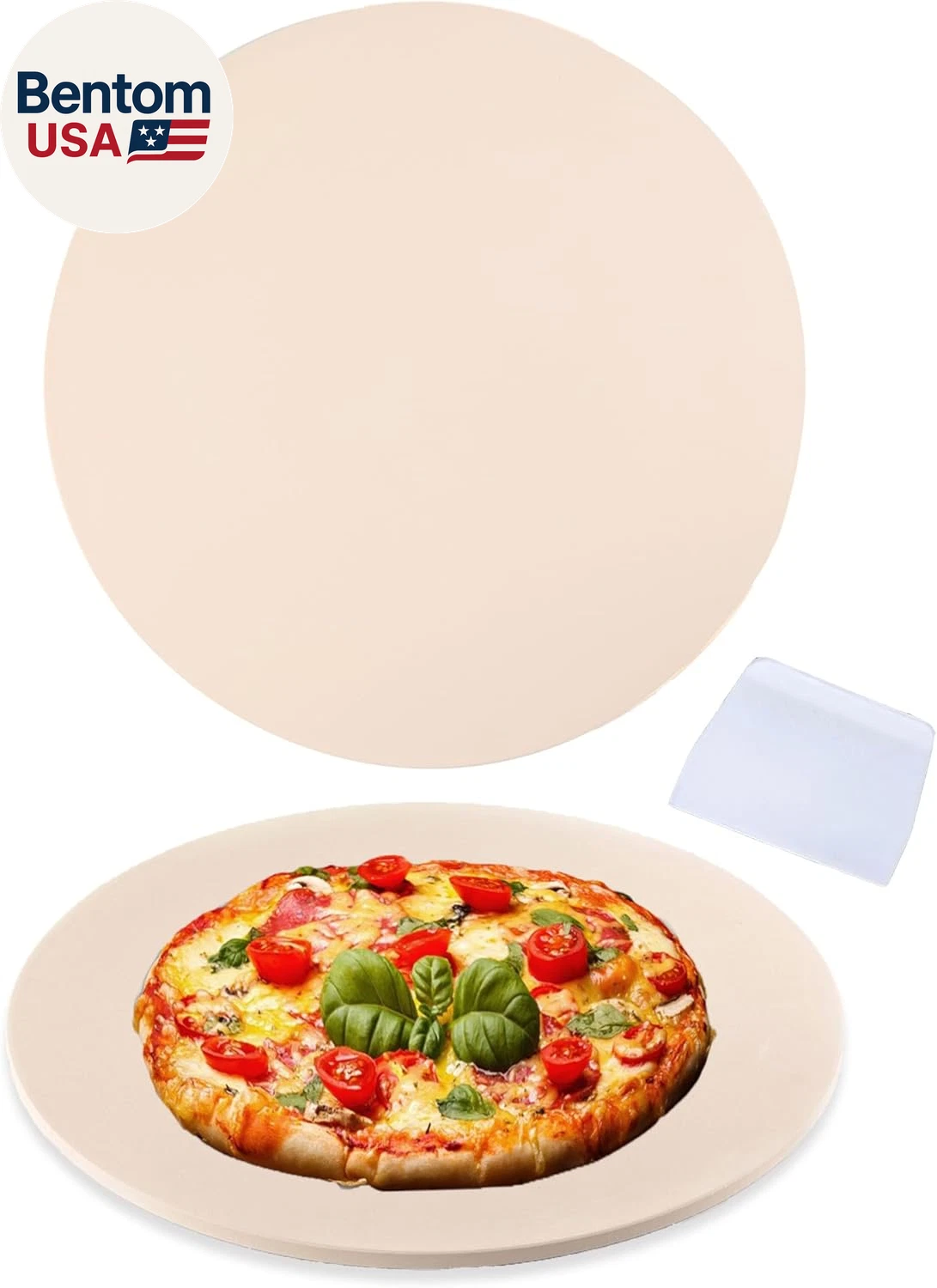 14 Inch Pizza Stone Cordierite Baking Stone for Oven & Grill, Heavy Duty BBQ Gri