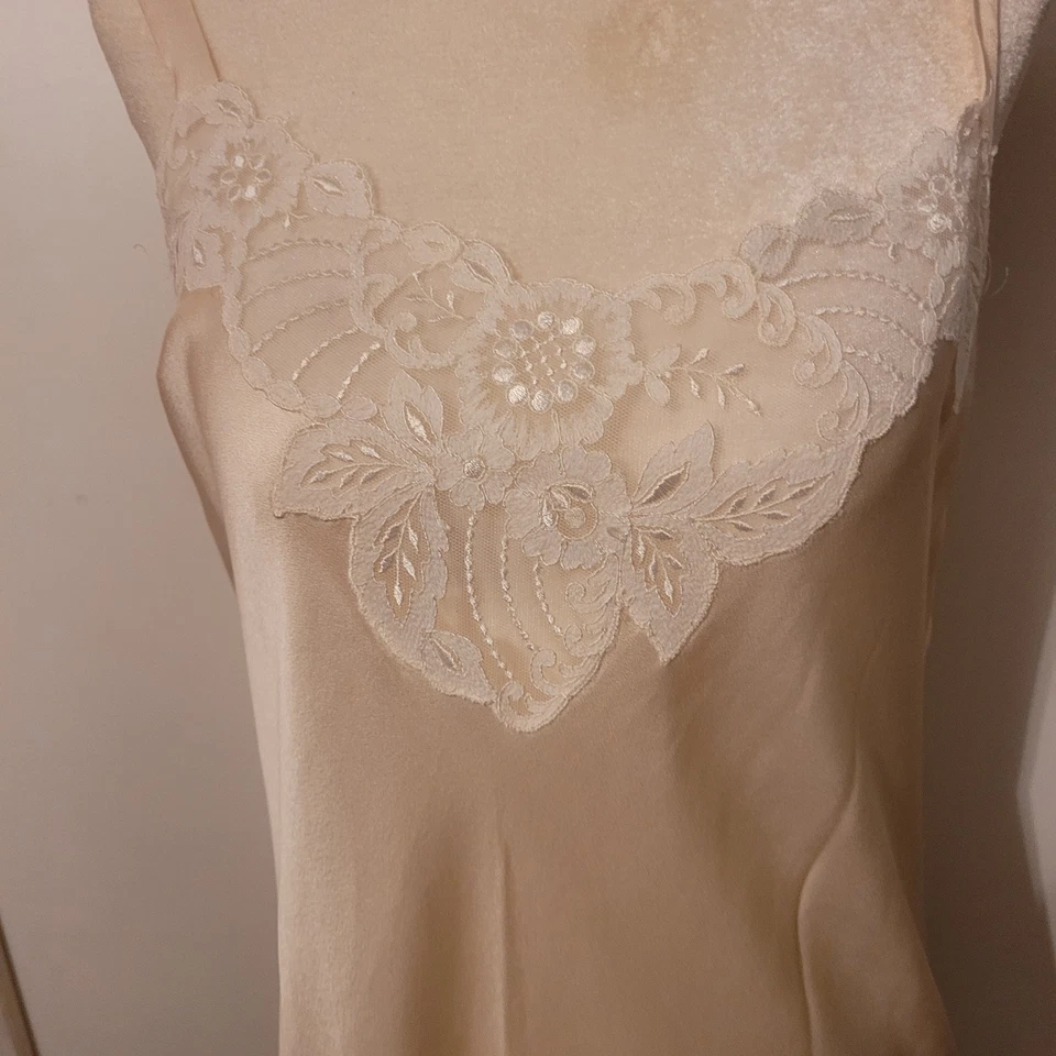 Vestido de Noche Vintage Largo Blanco 100% Seda y Encaje Floral Talla M Hecho en Italia Foto 2 de 4