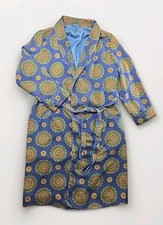 Turnbull Asser 100 Silk Robe Mandala Print Silk Blue Men Small - STAINS