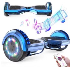 GeekMe 6.5″ Self-Balancing Hoverboard Scooter Bluetooth LED SmartRide ChromeBlue