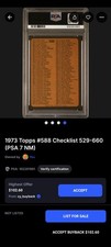 1973 Topps Baseball #588 Checklist (529-660) PSA NM 7