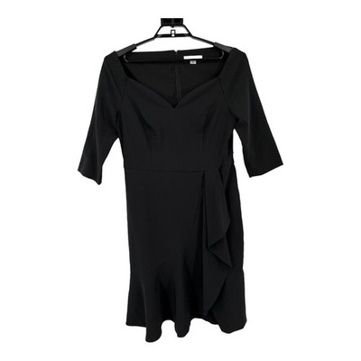 Kay Unger dress Izzy off the shoulder Midi black size 14