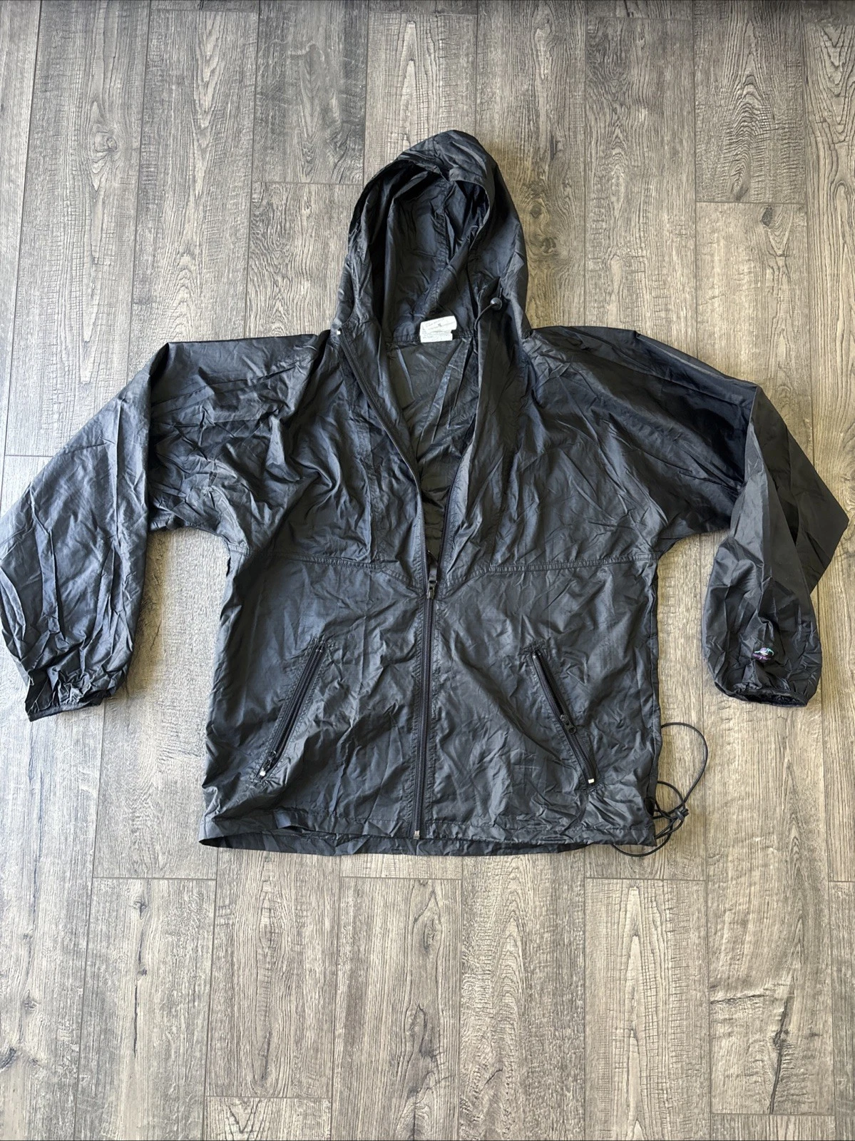 Helly Hansen packable nylon rain & wind jacket black sz M