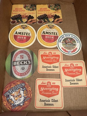 Mixed Lot Of 10 vintage Bar Coasters. Ruby Tuesday, Amstel, Yuengling, More