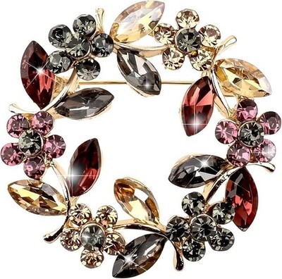 Vintage Style Crystal Rose Flower Brooch Pin Rhinestone Pearl Look Wedding Gifts