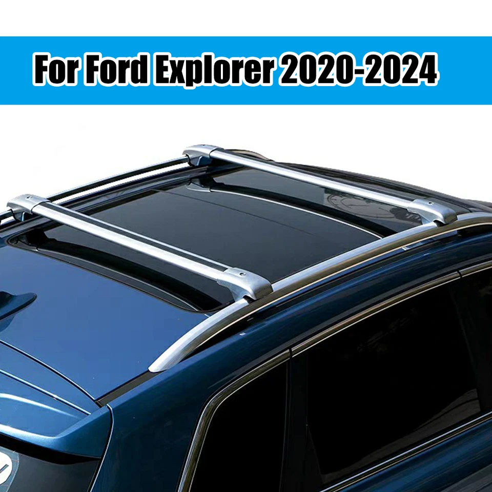 Portaequipajes barras transversales de techo negro aluminio para Ford Explorer 2011-2023 Foto 2 de 4
