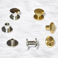 9mm Diameter Caps Chicago Screws Leather Fasteners Brass/Nickel