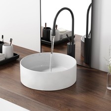12 Inch Round Bathroom Sink Above Counter, Small White Ceramic Vanity Vessel ...