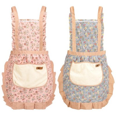 2Pcs Women Aprons with Pockets, Girls Floral Apron with Big Pocket Baking Sof...