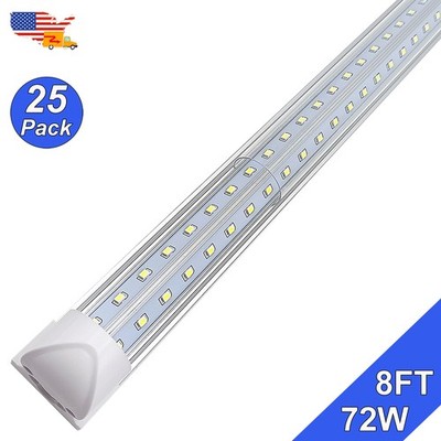 25 Pack 8Ft 72Watt Led Shop Lights 6500K 9000Lm T8 Linkable Workshop Lighting