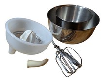 Vintage Sunbeam Mixmaster Model 10 Parts Large Small Bowl Juicer Paddle Whisks