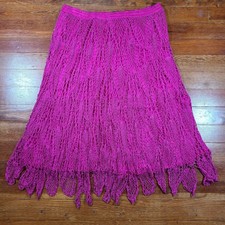 Vintage Pink Crochet Maxi Skirt SZ Lg/XL Music Festival Fairy Peasant Whimsy