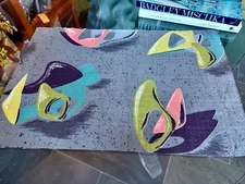 Retro Boomerang 1950 Amoeba GALAXIES Mid Century Atomic Barkcloth Vintage Fabric
