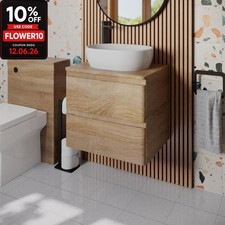 Bathroom Cloakroom Vanity Unit Wall Hung Countertop Wash Basin Wood 600mm