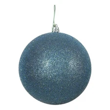 Vickerman 4.75" Plastic Ball Ornaments in Glitter Sea Blue (Set of 4)
