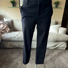 Liverpool Tapered Leg Ankle Flat Front Black Women's Pants Button Zip Closure