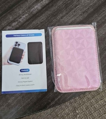 KPNEOL Magnetic Leather Wallet Holder RFID, Gem Pink, for iPhone 16/15/14/13/12