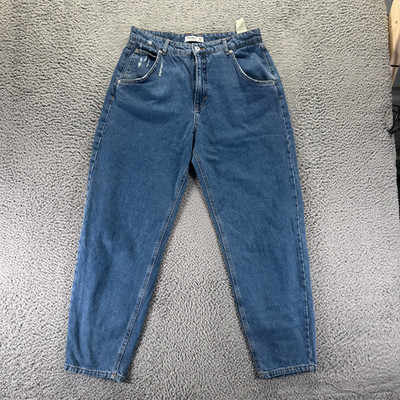 Pull&Bear Jeans Womens 10 Blue Cotton Denim Tapered-Leg Workwear Travel Stretch