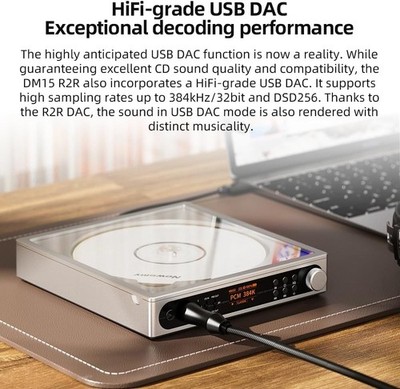FiiO DM15 Portable CD Player, 24Bit R2R USB/DAC, 1150mWx2 BT aptX