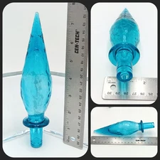 Vintage Empoli Glass STOPPER ONLY Teal Blue 7" for Genie Bottle Decanter Italy