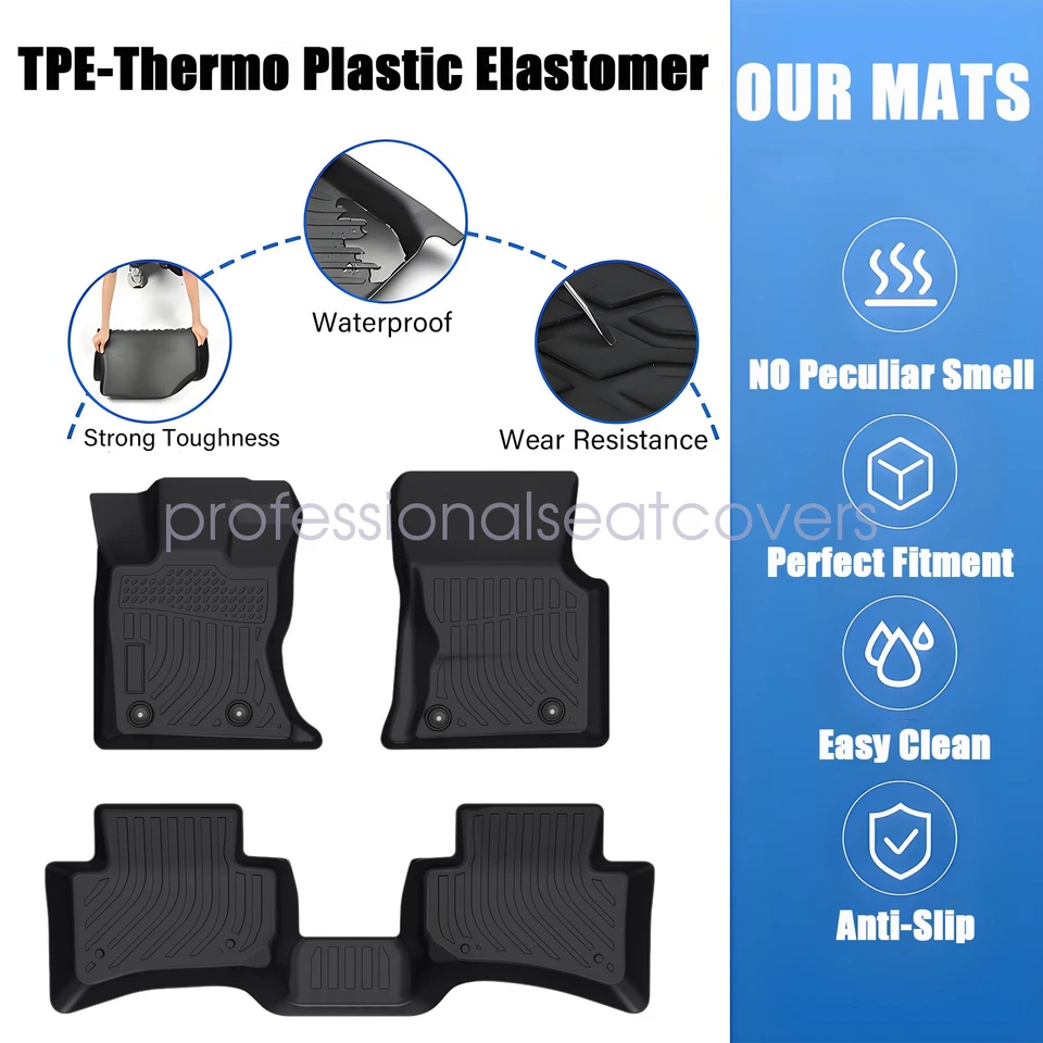 For 2017-2025 Jaguar F-Pace TPE Front & 2nd Row Floor Mats Liner Set All Weather - Image 3 of 4