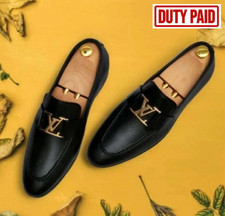 Men's Handmade Leather Shoes, Fashion Loafers, Black Formal Dress Shoes Men's