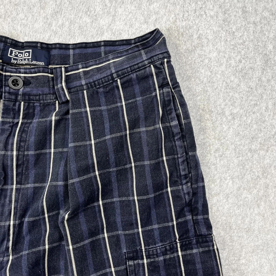 Pantalones Cortos De Colección Polo Ralph Lauren Carga Para Hombre 31 Azul Cuadros Algodón Foto 3 de 4