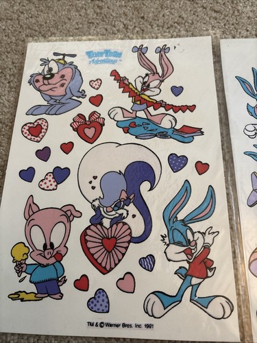 Vintage Tiny Toons Re-Stix Clings Windows Wall Door Mirror Easter Valentines - Picture 2 of 3